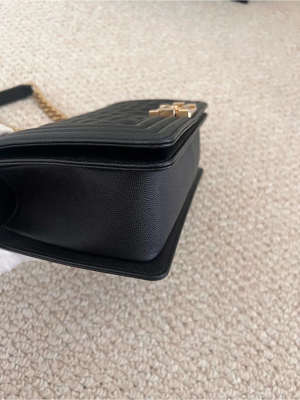 Chanel Caviar Black Medium Boy Bag with Antique Gold Hardware